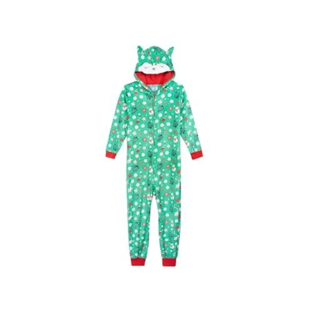 Max Olivia Big Girls Fox Hooded Onesie